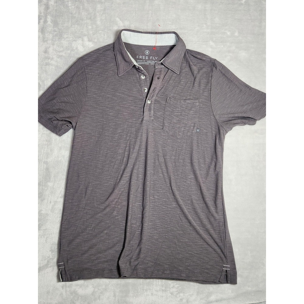 Free Fly Polo Shirt Mens S Charcoal Gray Soft Bamboo Blend Stretch Performance